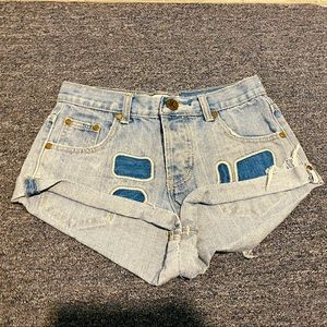 One Teaspoon Patchwork Bandits Denim Shorts